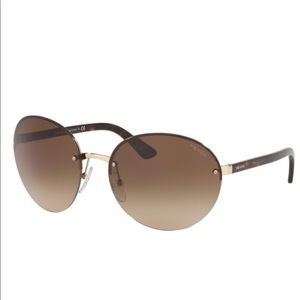 Prada Gradient Brown w/Gold Round Sunglasses - New